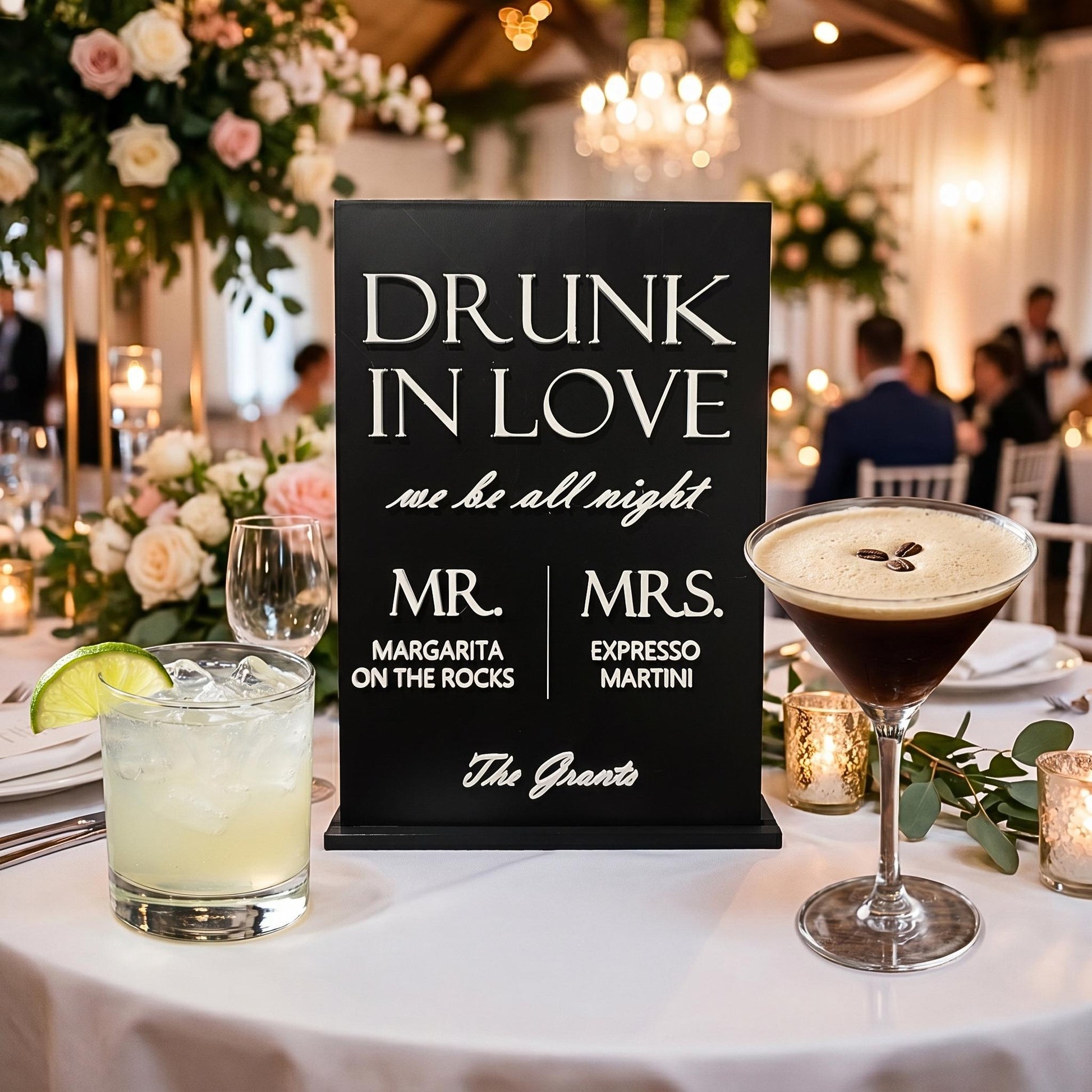 Custom Wedding Bar Menu Sign, Personalized Drink List, Reception Decor